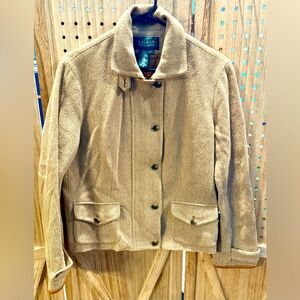 Vintage Lauren Ralph Lauren Zip Up Button Jacket Tan Size 12